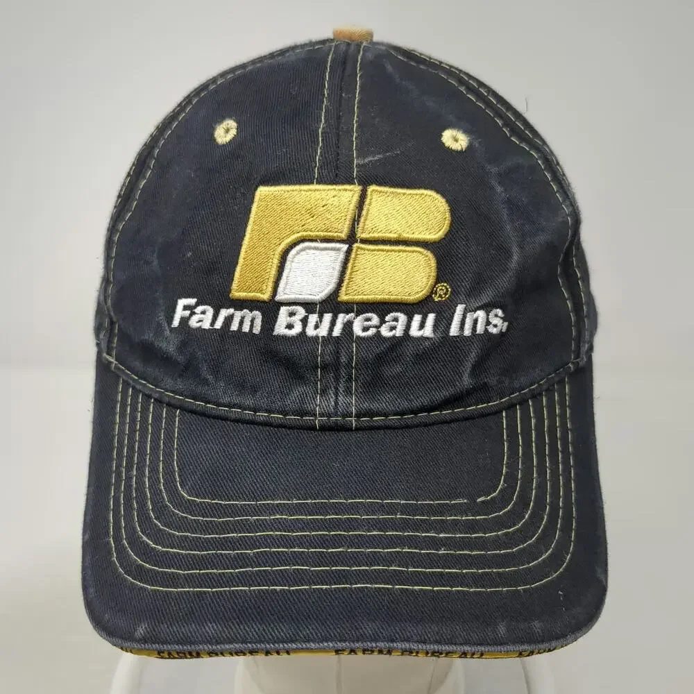 Buck's Athletic Farm Bureau Idaho Baseball Cap Black Gold One Size Strapback Hat